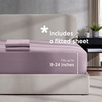 Hearth & Harbor Duvet Cover With Fitted Sheet Soft Double Brushed Bedding Set