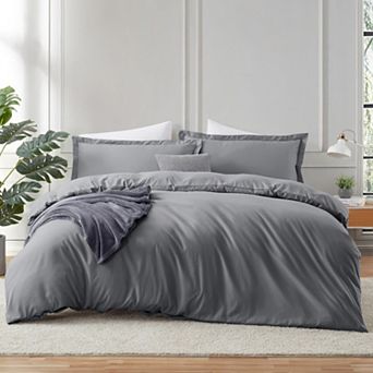 Hearth & Harbor Duvet Cover With Fitted Sheet Soft Double Brushed Bedding Set