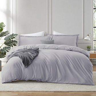 Hearth & Harbor Duvet Cover With Fitted Sheet Soft Double Brushed Bedding Set
