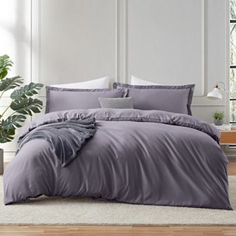 Hearth & Harbor Duvet Cover With Fitted Sheet Soft Double Brushed Bedding Set