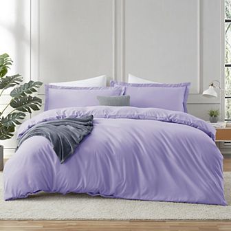 Hearth & Harbor Duvet Cover With Fitted Sheet Soft Double Brushed Bedding Set