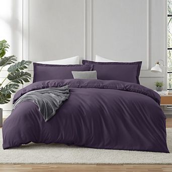 Hearth & Harbor Duvet Cover With Fitted Sheet Soft Double Brushed Bedding Set