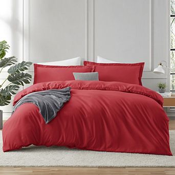 Hearth & Harbor Duvet Cover With Fitted Sheet Soft Double Brushed Bedding Set