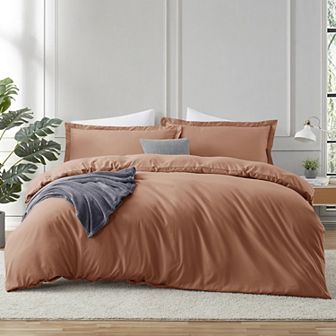 Hearth & Harbor Duvet Cover With Fitted Sheet Soft Double Brushed Bedding Set