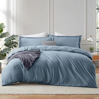 Hearth & Harbor Duvet Cover With Fitted Sheet Soft Double Brushed Bedding Set