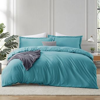 Hearth & Harbor Duvet Cover With Fitted Sheet Soft Double Brushed Bedding Set