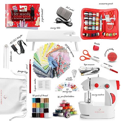 Hearth & Harbor 122-Piece Portable Sewing Machine for beginners & Adults