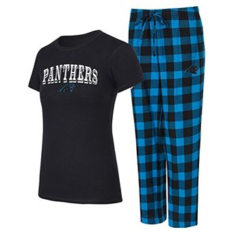 Women's Concepts Sport Carolina Panthers Avondale T-Shirt & Pants Flannel PJ Set