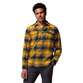 Men's Columbia Gold Notre Dame Fighting Irish Flare Gun Omni-Wick Flannel Long Sleeve Button-Up Shirt