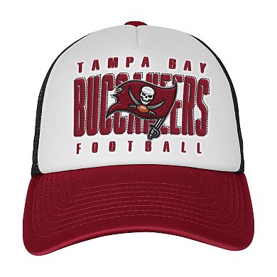 Youth White/Red Tampa Bay Buccaneers Essentials Trucker Adjustable Hat