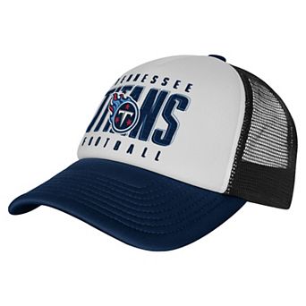 Youth White/Navy Tennessee Titans Essentials Trucker Adjustable Hat