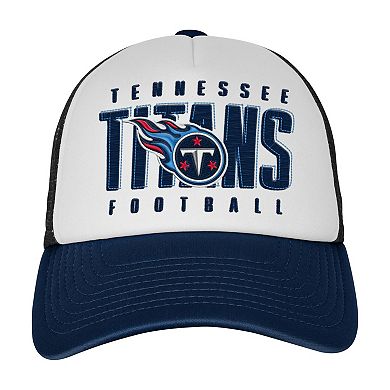 Youth White/Navy Tennessee Titans Essentials Trucker Adjustable Hat