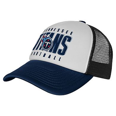 Youth White/Navy Tennessee Titans Essentials Trucker Adjustable Hat