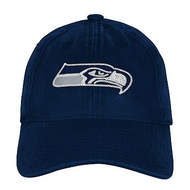 Girls Youth Outerstuff College Navy Seattle Seahawks Gridiron Adjustable Hat