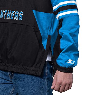 Men's Starter Black Carolina Panthers Prospect Half-Zip Pullover