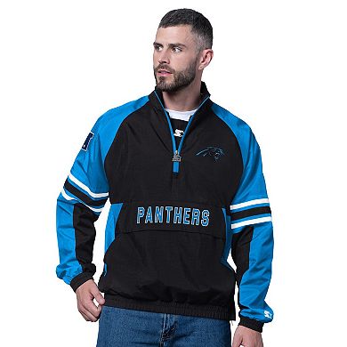 Men's Starter Black Carolina Panthers Prospect Half-Zip Pullover