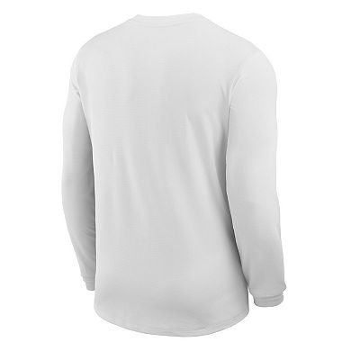 Men's Nike White Syracuse Orange 2025 Sideline Coach UV Dri-FIT Long Sleeve Shirt