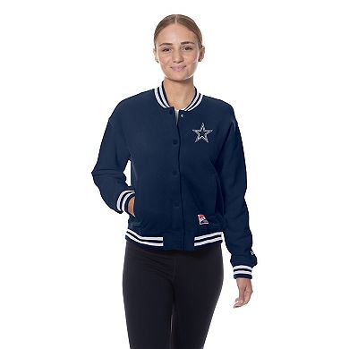 Women's New Era Navy Dallas Cowboys Throwback Fleece Full-Snap Jacket