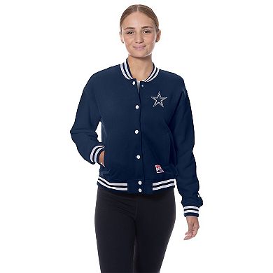 Women's New Era Navy Dallas Cowboys Throwback Fleece Full-Snap Jacket