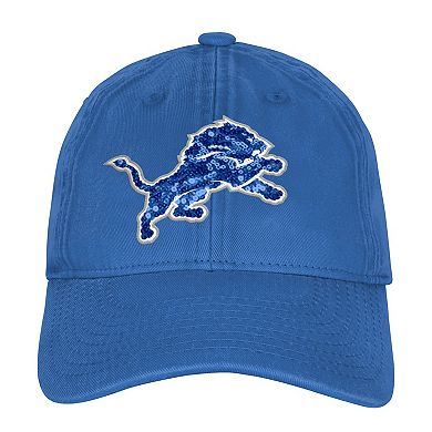 Girls Youth Outerstuff Blue Detroit Lions Gridiron Adjustable Hat