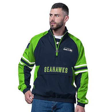 Men's Starter College Navy Seattle Seahawks Prospect Half-Zip Pullover