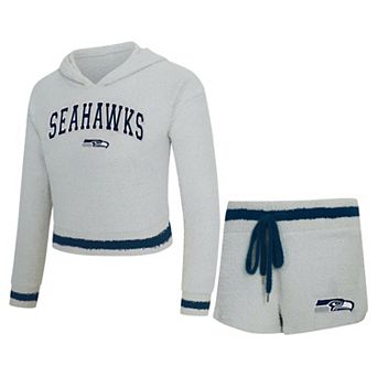 Women's Concepts Sport Gray Seattle Seahawks Whitley Long Sleeve Hoodie Top & Shorts Set