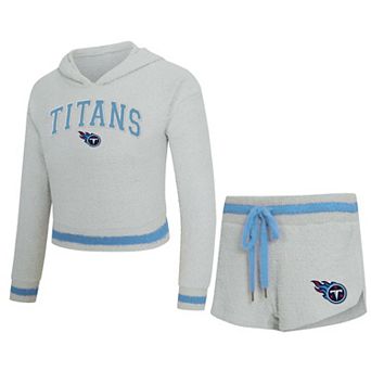 Women's Concepts Sport Gray Tennessee Titans Whitley Long Sleeve Hoodie Top & Shorts Set