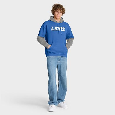 Men's Fanatics Blue Detroit Lions Helmet Pullover Hoodie