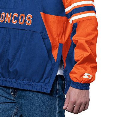 Men's Starter Royal Denver Broncos Vintage Logo Prospect Half-Zip Pullover