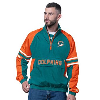Men's Starter Aqua Miami Dolphins Vintage Logo Prospect Half-Zip Pullover