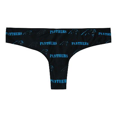 Women's Concepts Sport Black Carolina Panthers Mosaic All Over Print Thong