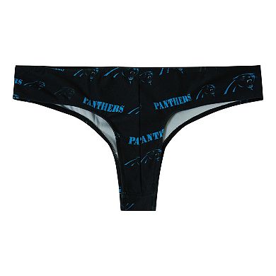 Women's Concepts Sport Black Carolina Panthers Mosaic All Over Print Thong