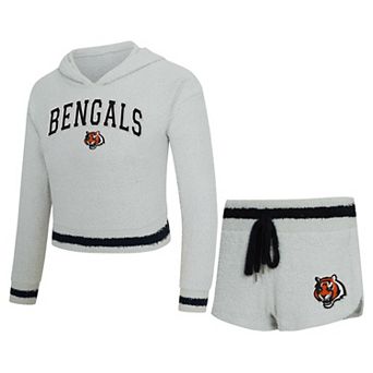 Women's Concepts Sport Gray Cincinnati Bengals Whitley Long Sleeve Hoodie Top & Shorts Set