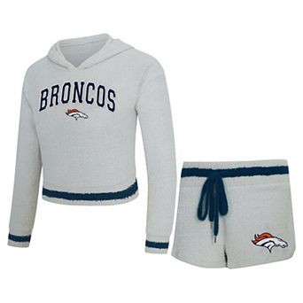 Women's Concepts Sport Gray Denver Broncos Whitley Long Sleeve Hoodie Top & Shorts Set
