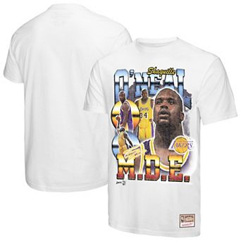 Men's Mitchell & Ness Shaquille O'Neal White Los Angeles Lakers Commemorative Collage T-Shirt