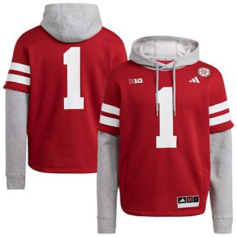 Men's adidas Red Nebraska Huskers Jersey Pullover Hoodie