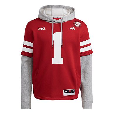 Men's adidas Red Nebraska Huskers Jersey Pullover Hoodie
