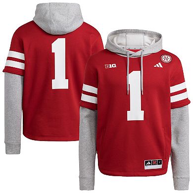 Men's adidas Red Nebraska Huskers Jersey Pullover Hoodie