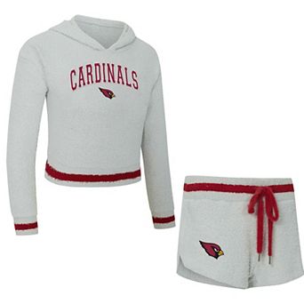 Women's Concepts Sport Gray Arizona Cardinals Whitley Long Sleeve Hoodie Top & Shorts Set