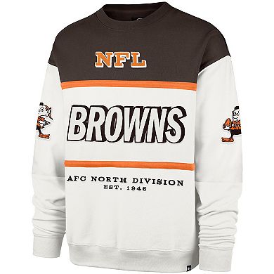 Men's '47 White Cleveland Browns Throwback Breeze Maximalist Sweatshirt