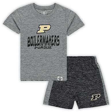 Toddler Wes & Willy Charcoal/Black Purdue Boilermakers Cloudy Yarn T-Shirt & Shorts Set