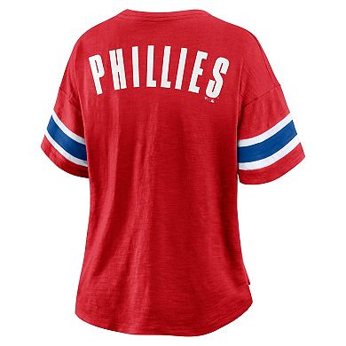Women's Fanatics Red Philadelphia Phillies Curl Route T-Shirt