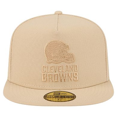 Men's New Era Light Beige Cleveland Browns Color Pack A-Frame 59FIFTY Fitted Hat