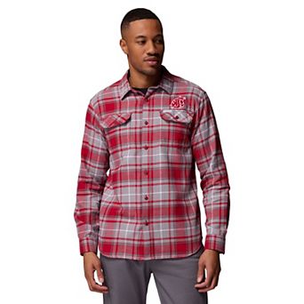 Men's Columbia Crimson Washington State Cougars Flare Gun Omni-Wick Flannel Long Sleeve Button-Up Shirt
