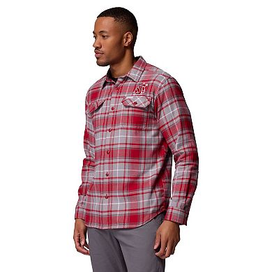 Men's Columbia Crimson Washington State Cougars Flare Gun Omni-Wick Flannel Long Sleeve Button-Up Shirt