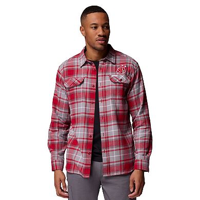 Men's Columbia Crimson Washington State Cougars Flare Gun Omni-Wick Flannel Long Sleeve Button-Up Shirt