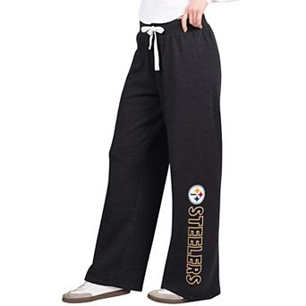 Women's G-III 4Her by Carl Banks Black Pittsburgh Steelers Field Wide Leg Sweatpants
