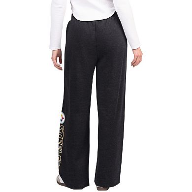 Women's G-III 4Her by Carl Banks Black Pittsburgh Steelers Field Wide Leg Sweatpants