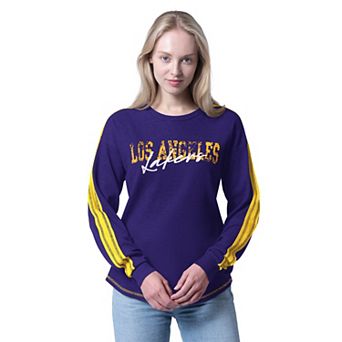 Women's G-III 4Her by Carl Banks Heather Purple Los Angeles Lakers Advantage Thermal Long Sleeve T-Shirt