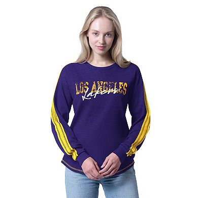 Women's G-III 4Her by Carl Banks Heather Purple Los Angeles Lakers Advantage Thermal Long Sleeve T-Shirt